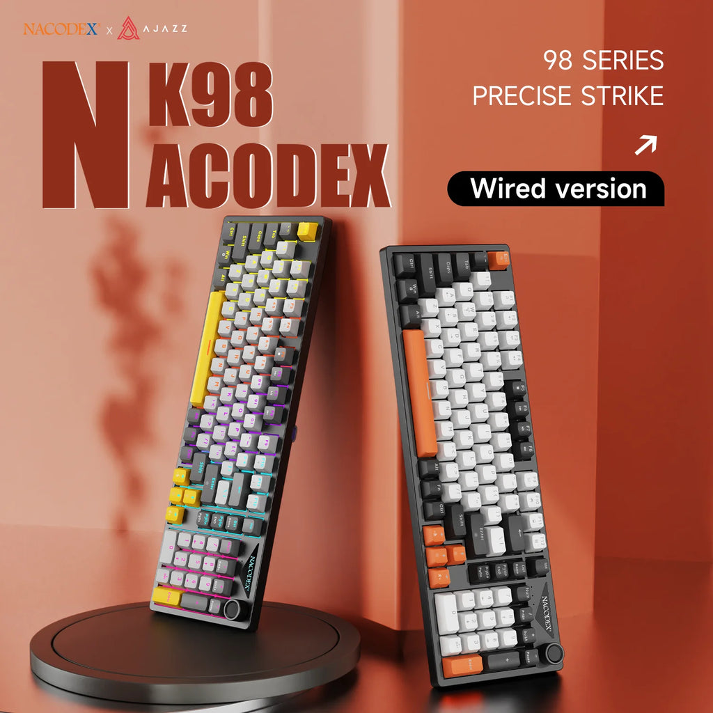 AJAZZ NK98 Wired Keyboard 98 LAYOUT Plug and Play Hull Structure Gamer ABS Translucent Keycaps for Laptop PC