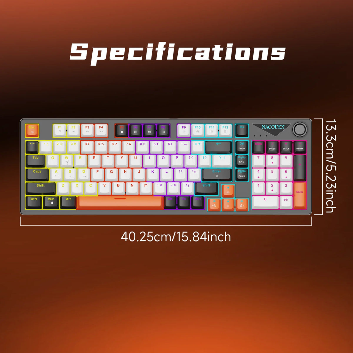 AJAZZ NK98 Wired Keyboard 98 LAYOUT Plug and Play Hull Structure Gamer ABS Translucent Keycaps for Laptop PC