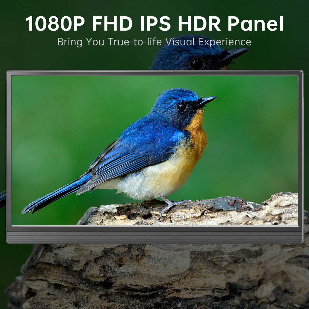 Portable Monitor 15.6 inch FHD 1080P - Ultra-Slim Portable Laptop Monitor with Kickstand - IPS Travel Monitor for Laptop PC, MAC, Phone, Xbox, PS5 - USB-C & HDMI Connectivity
