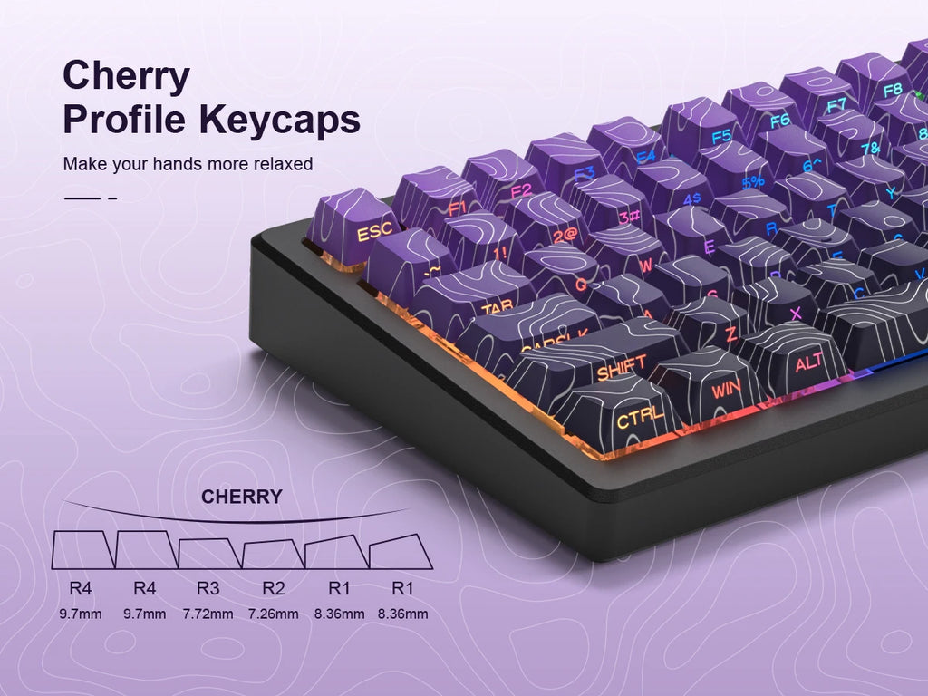 TopoGlow Purple PBT Keycap Set