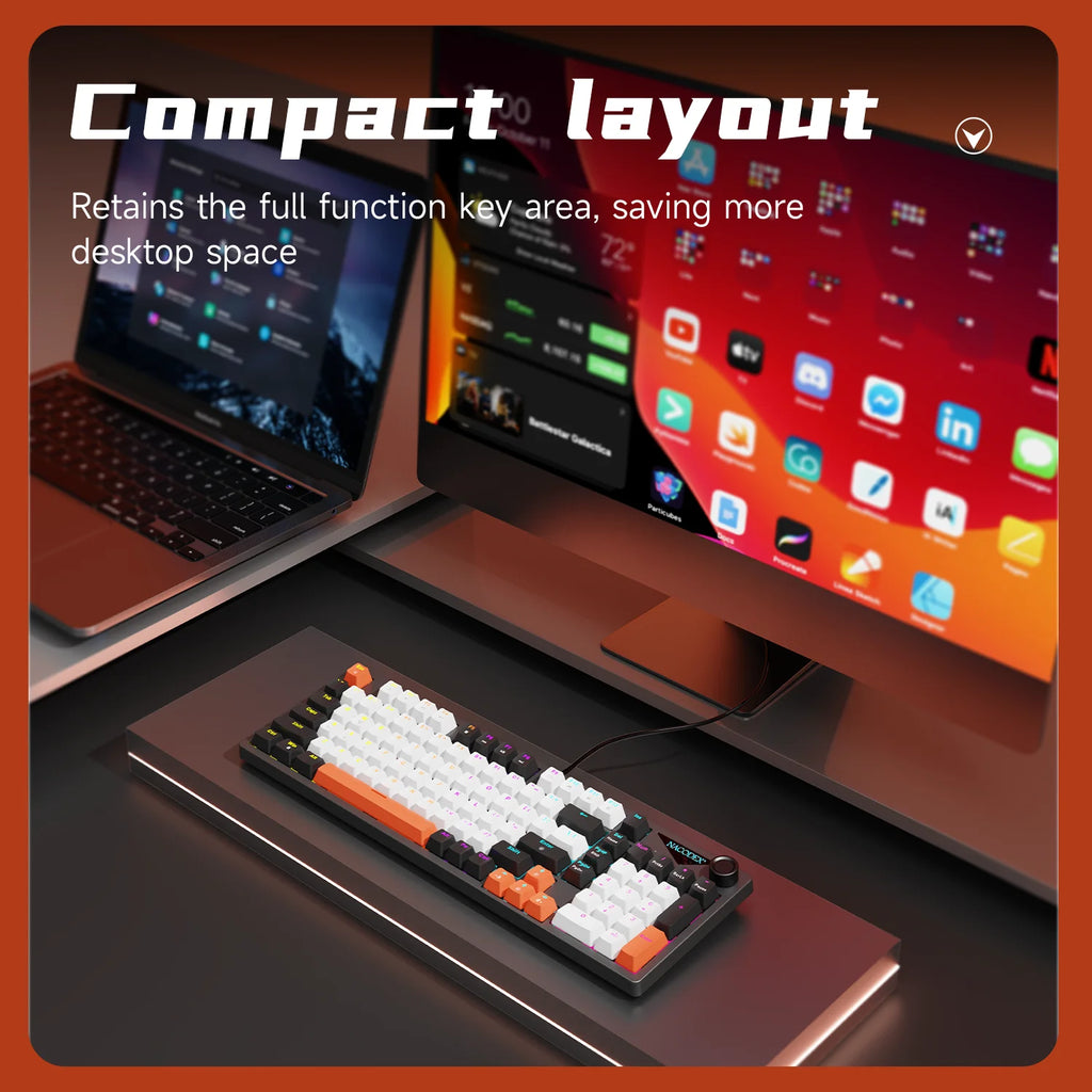 AJAZZ NK98 Wired Keyboard 98 LAYOUT Plug and Play Hull Structure Gamer ABS Translucent Keycaps for Laptop PC