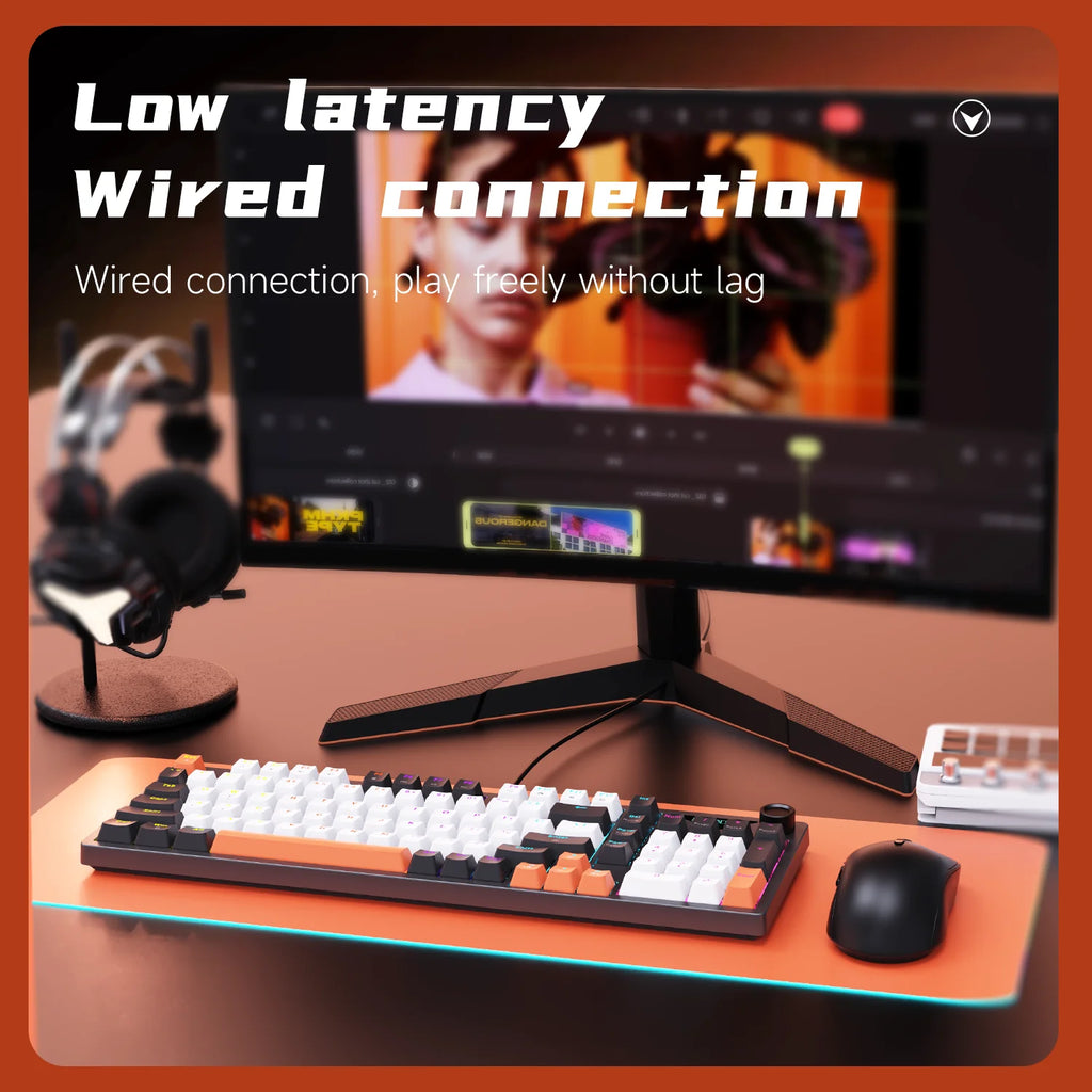 AJAZZ NK98 Wired Keyboard 98 LAYOUT Plug and Play Hull Structure Gamer ABS Translucent Keycaps for Laptop PC