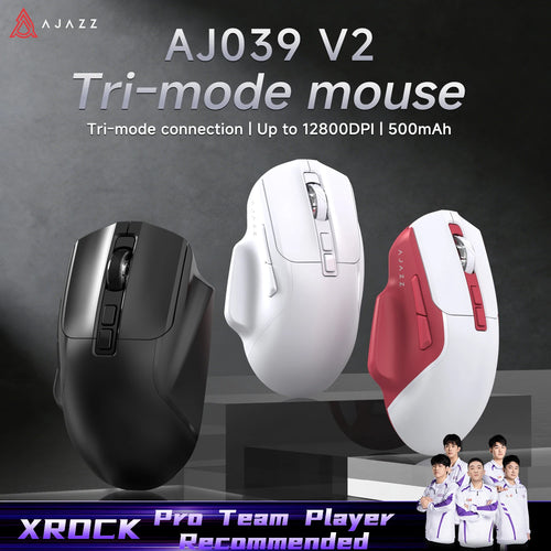 AJAZZ AJ039V2 Wired Three-Mode 2.4G/Bluetooth Wireless Gaming Mouse, Cost-Effective Office Mouse, 500mAh Battery Life